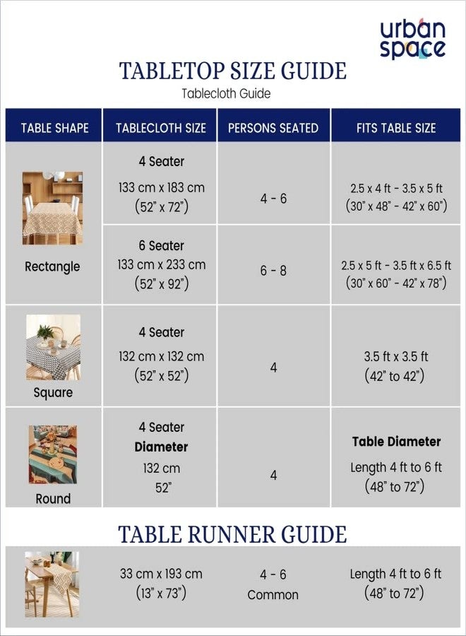 Urban Space Sicilia Table Linen Collection - Premium Water & Stain Resistant Dining Table Cover for 4 Seater, Anti Skid Table Cloth for Center Table (Yellow Grey, 4 Seater 52" x 72") - Image 4